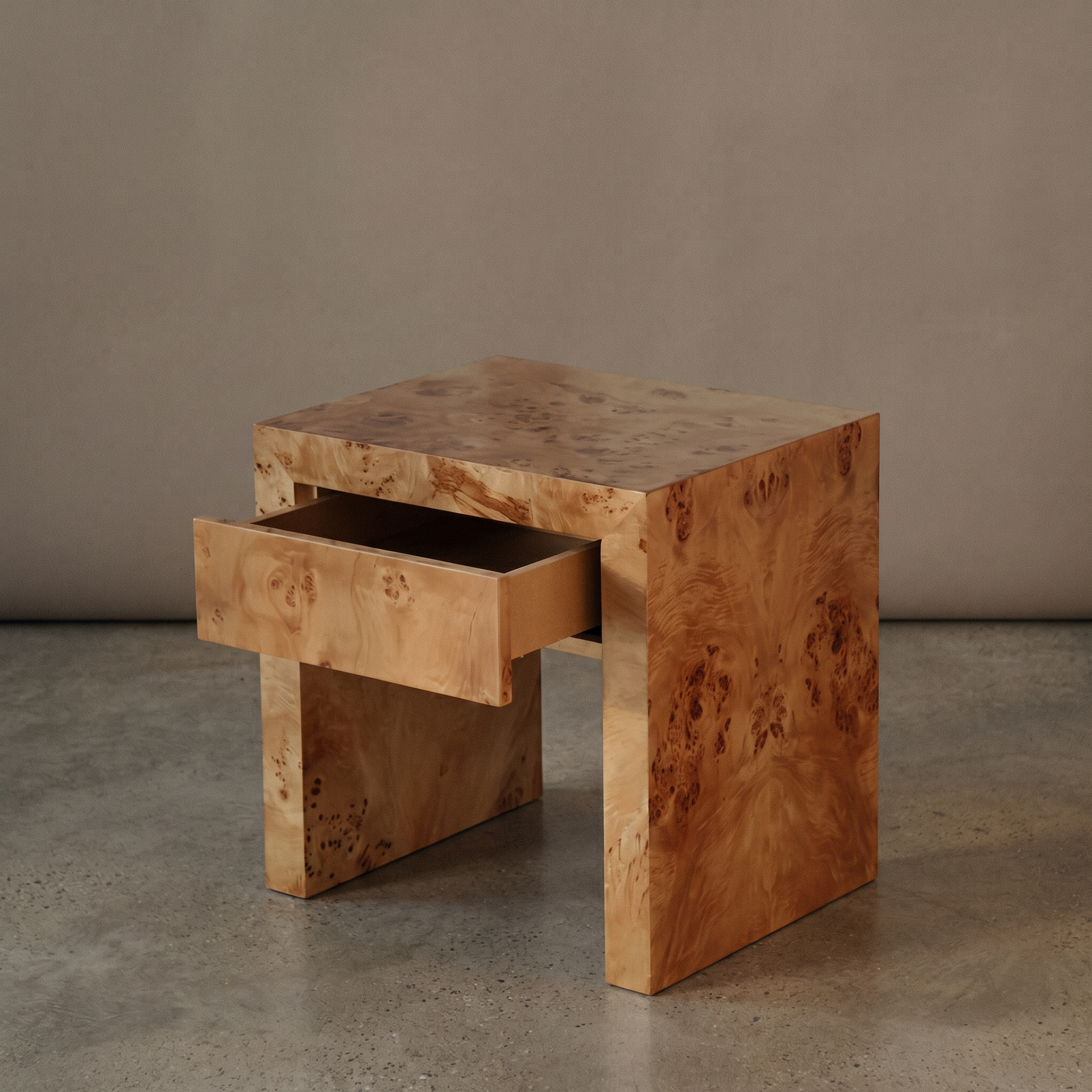 Bora Burl Drawer Side