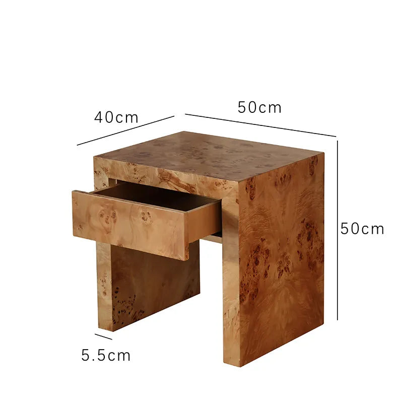 Bora Burl Drawer Side